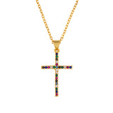 Cubic Zirconia & 18k Gold-Plated Cross Pendant Necklace