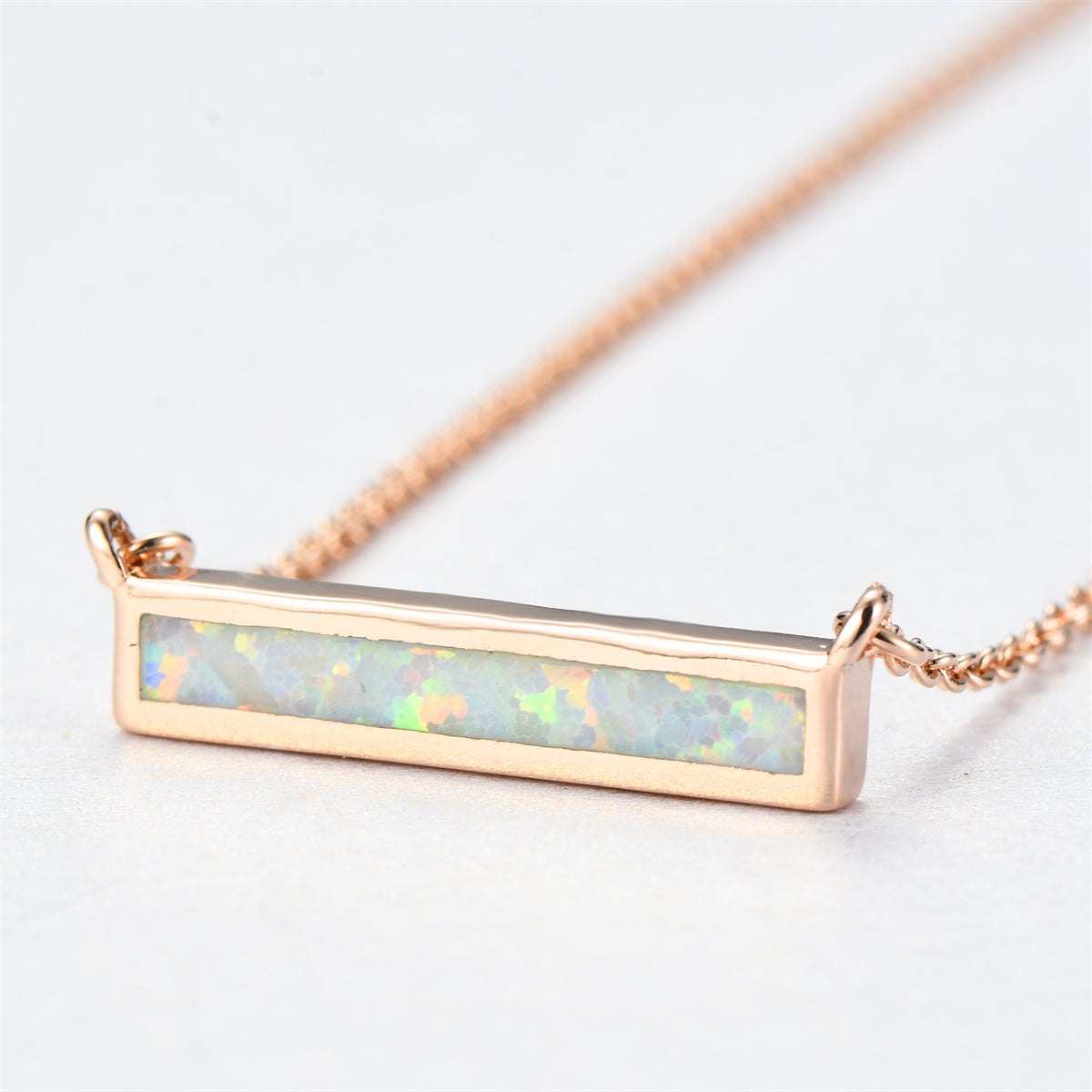 Opal & 18K Rose Gold-Plated Bar Necklace