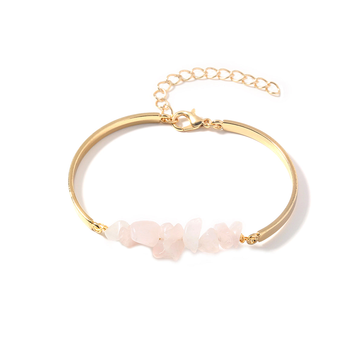 Pink Resin and 18K Gold-Plated Bracelet, gold bracelet for women, botanical inspired, side view