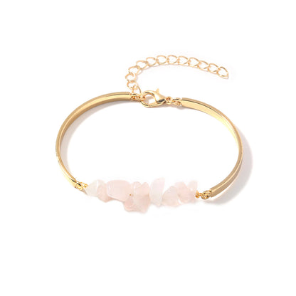 Pink Resin and 18K Gold-Plated Bracelet, gold bracelet for women, botanical inspired, side view
