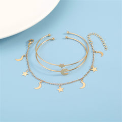 18K Gold-Plated Celestial Cuff & Bracelet Set