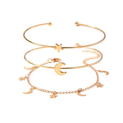 18K Gold-Plated Celestial Cuff & Bracelet Set