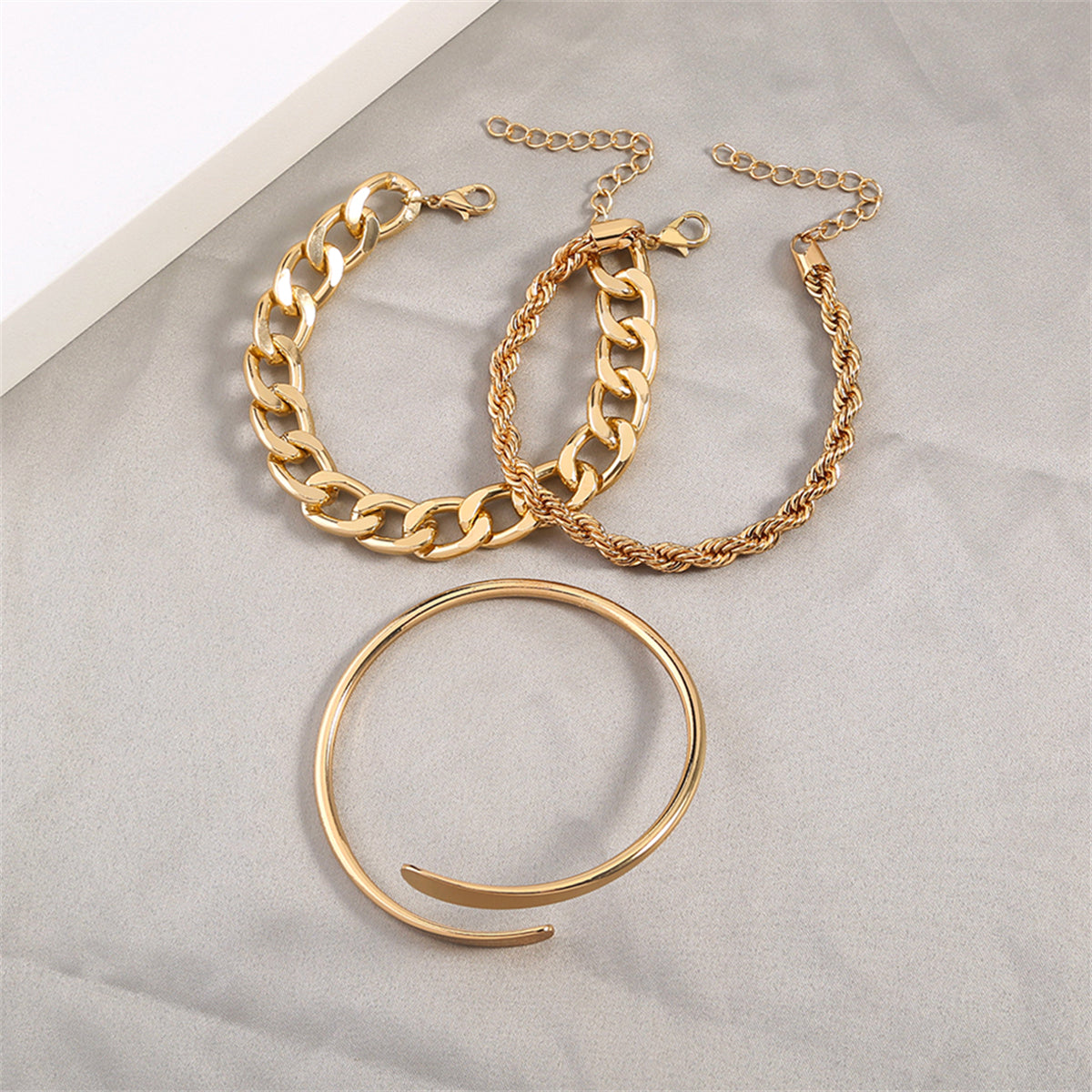 18K Gold-Plated Chain & Bypass Bracelet Set