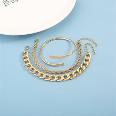 18K Gold-Plated Chain & Bypass Bracelet Set