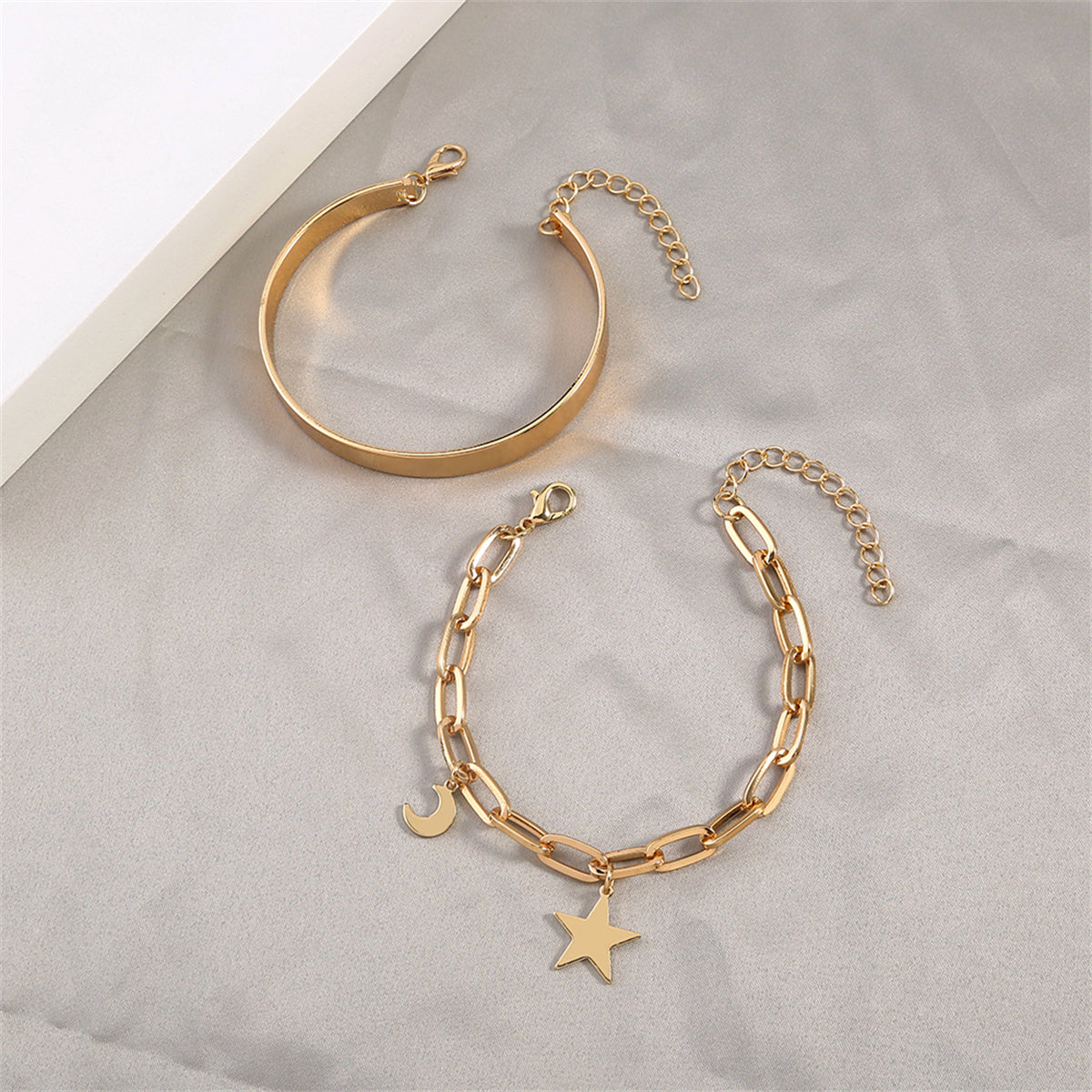 18K Gold-Plated Star Charm Bracelet Set