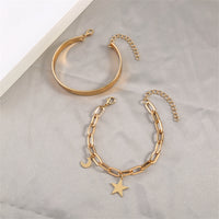 18k Gold-Plated Star Charm Bracelet Set