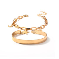 18k Gold-Plated Star Charm Bracelet Set