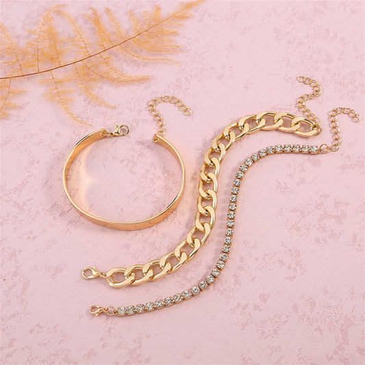 Cubic Zirconia and 18K Gold-Plated Tennis Bracelet Set, jewelry gift sets for women, everyday style, front view