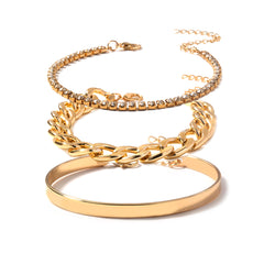 Cubic Zirconia & 18K Gold-Plated Tennis Bracelet Set