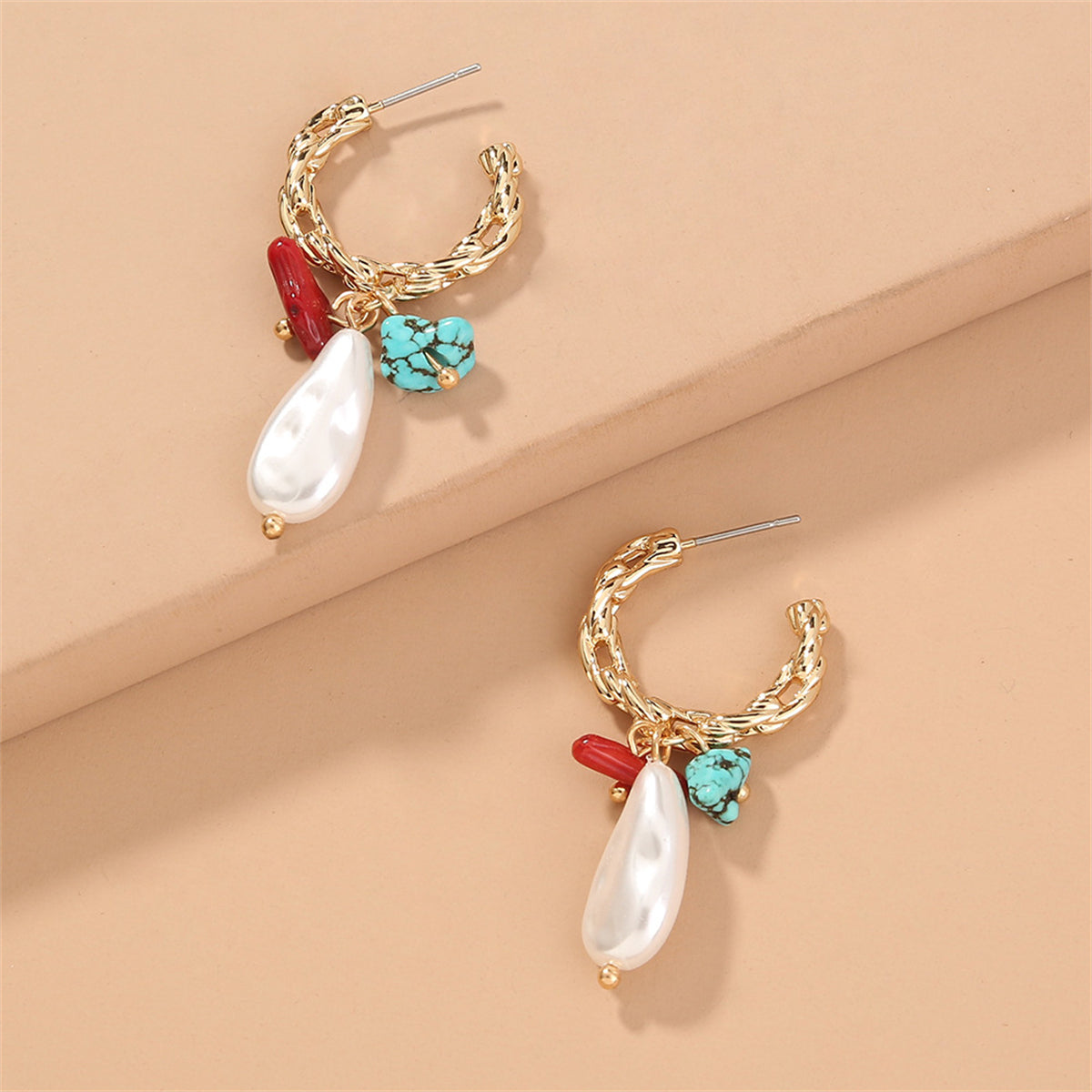 Turquoise & 18K Gold-Plated Drop Earrings