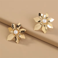Pearl & Acrylic 18k Gold-Plated Flower Stud Earrings