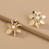 Pearl & Acrylic 18k Gold-Plated Flower Stud Earrings