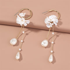 Pearl & Acrylic 18K Gold-Plated Flower Dangle Drop Earrings