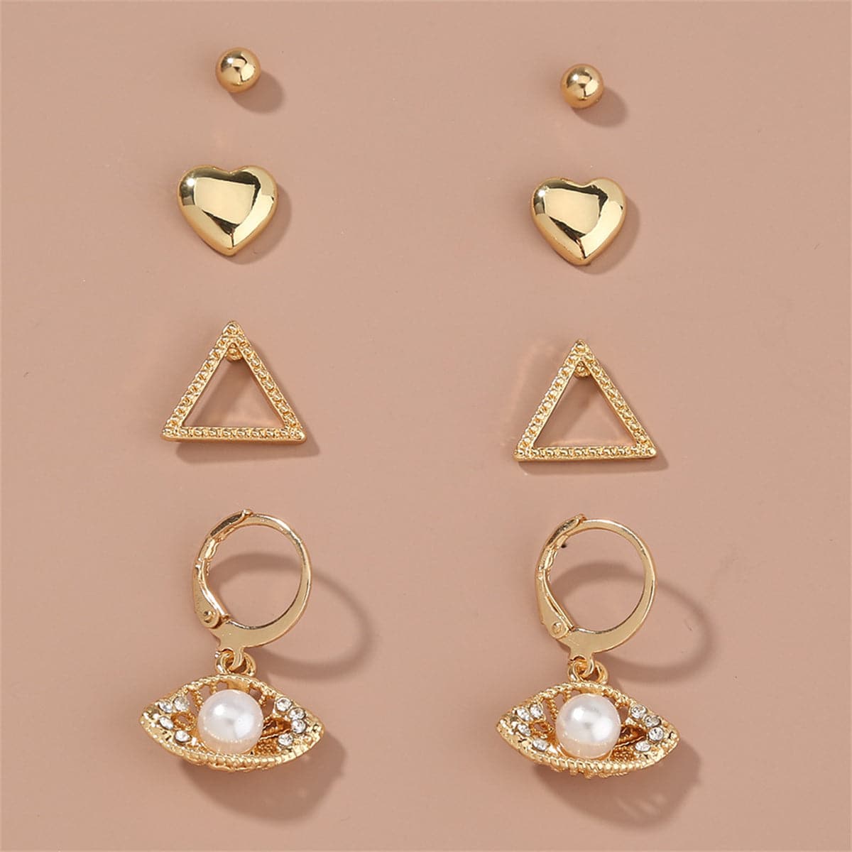 Cubic Zirconia & Pearl Eye Leverback Earrings Set