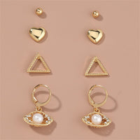 Cubic Zirconia & Pearl Eye Leverback Earrings Set