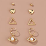 Cubic Zirconia & Pearl Eye Leverback Earrings Set