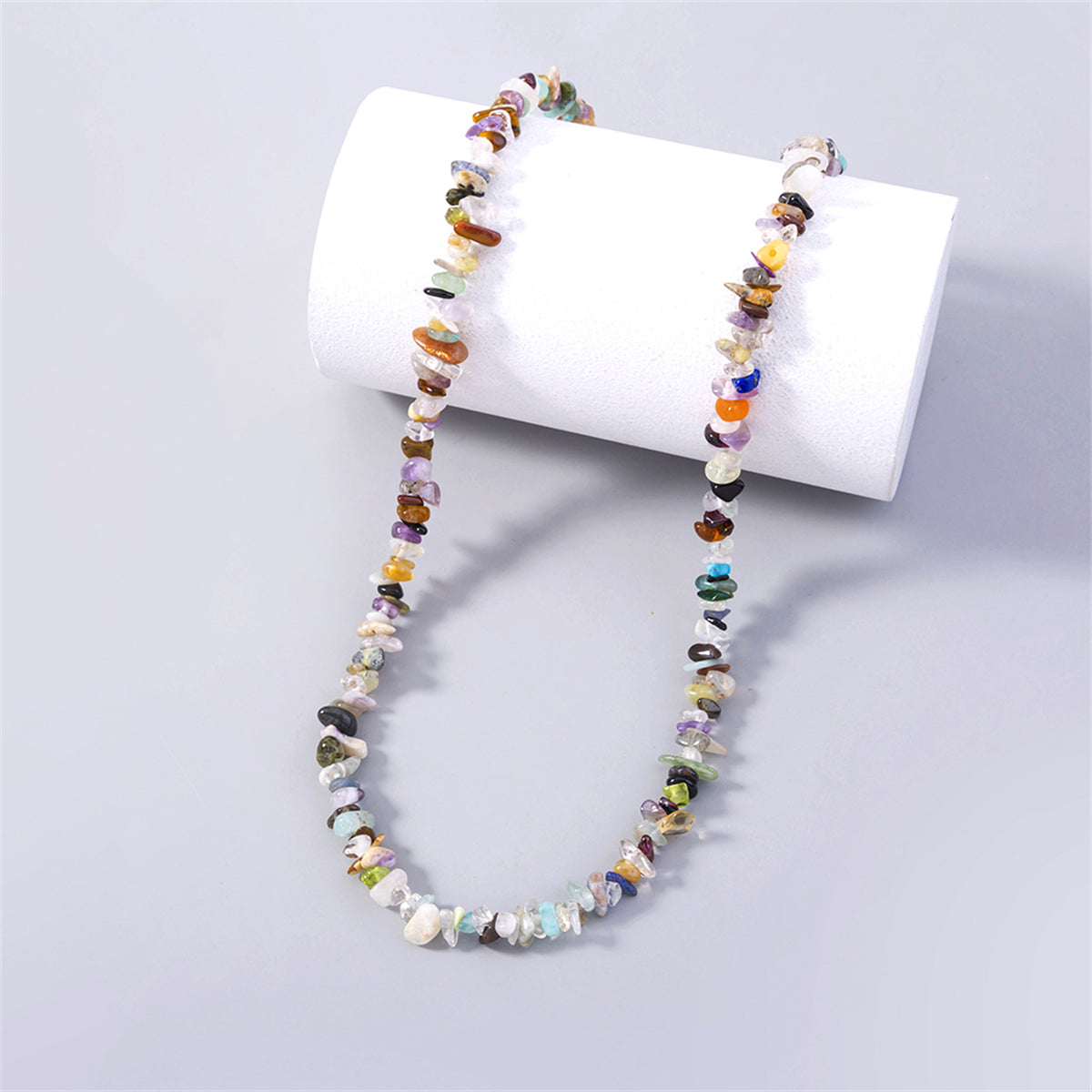 Blue Multicolor Resin and 18K Gold-Plated Beaded Chain Necklace, gold pendant necklace for women, lifestyle look
