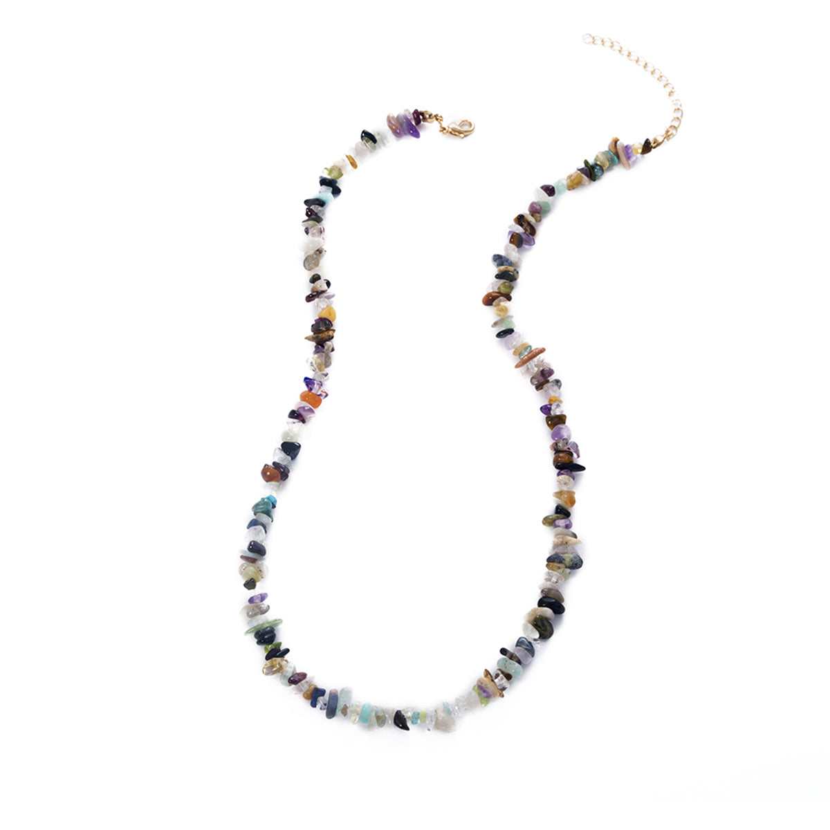 Blue Multicolor Resin and 18K Gold-Plated Beaded Chain Necklace, gold pendant necklace for women, detail close-up