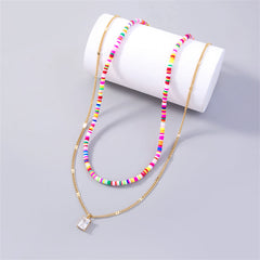 Polymer Clay & Crystal Pendant Necklace Set