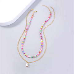 Polymer Clay & Crystal Pendant Necklace Set
