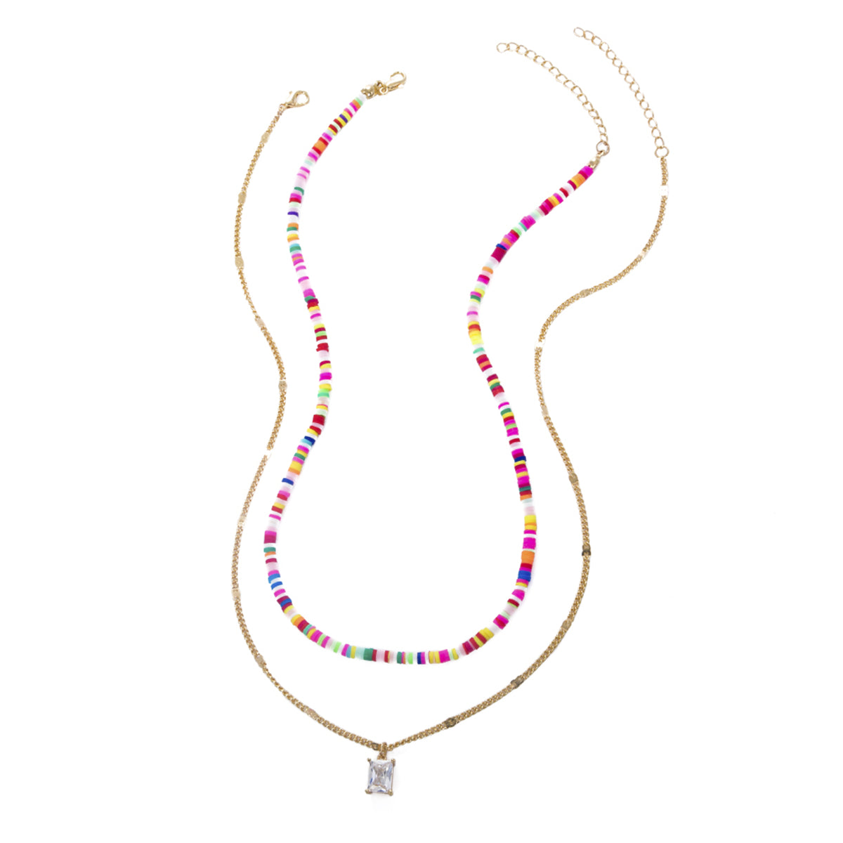 Polymer Clay & Crystal Pendant Necklace Set