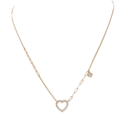 Cubic Zirconia and 18K Gold-Plated Open Heart Pendant Necklace, gold pendant necklace for women, styled look