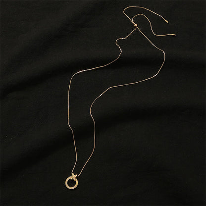 Cubic Zirconia and 18K Gold-Plated Circle Pendant Necklace, gold pendant necklace for women, everyday style, styled look