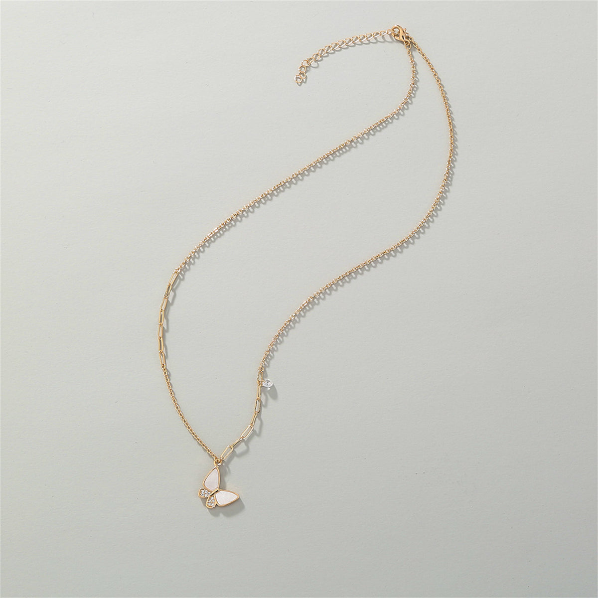 Cubic Zirconia & Acrylic 18K Gold-Plated Butterfly Pendant Necklace