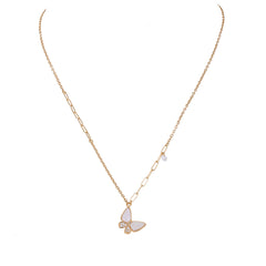 Cubic Zirconia & Acrylic 18K Gold-Plated Butterfly Pendant Necklace