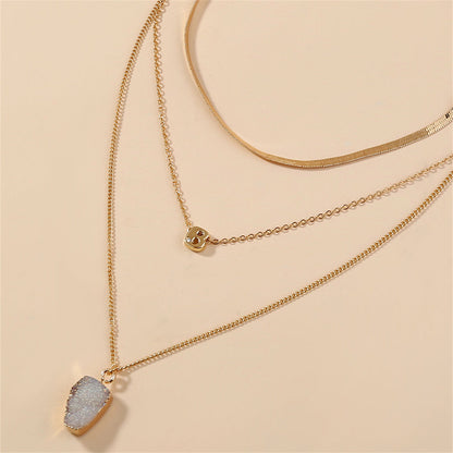 Crystal and Cubic Zirconia Layered Pendant Necklace Set, jewelry gift sets for women, detail close-up
