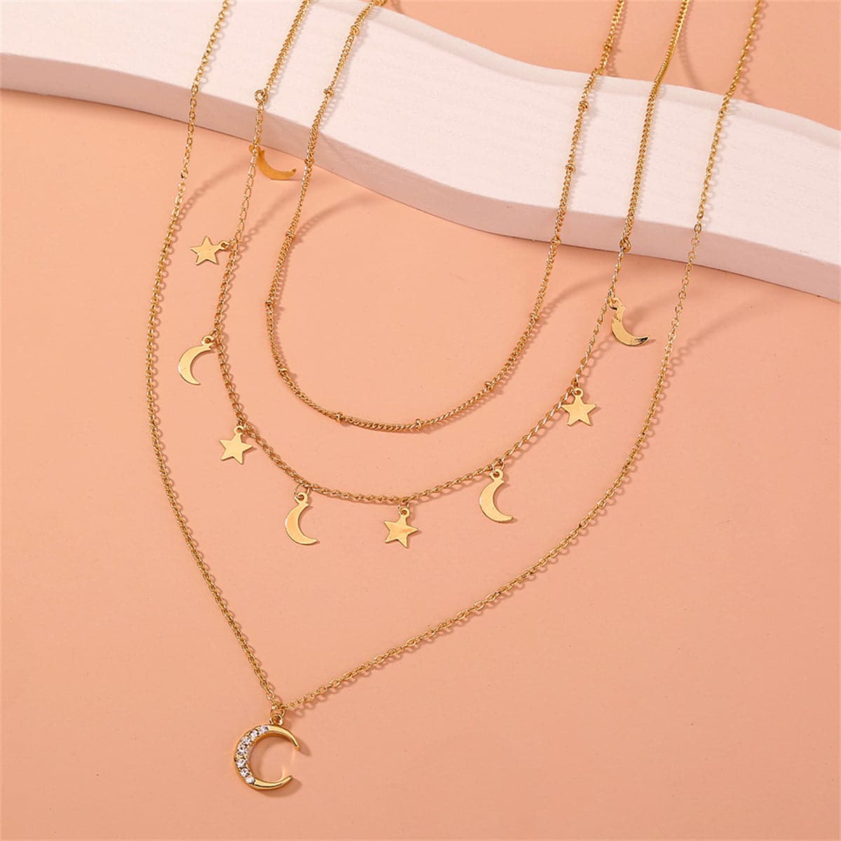 Cubic Zirconia & 18K Gold-Plated Celestial Necklace Set
