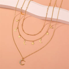 Cubic Zirconia & 18K Gold-Plated Celestial Necklace Set