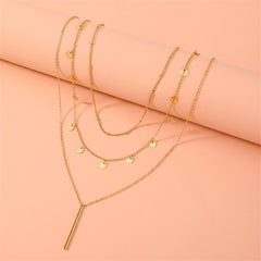 18K Gold-Plated Sequin & Bar Pendant Necklace Set