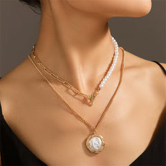 Pearl & 18K Gold-Plated Twine Toggle Necklace Set