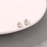 Cubic Zirconia & 18k Gold-Plated Heart Stud Earrings