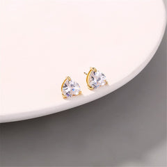 Cubic Zirconia & 18K Gold-Plated Heart Stud Earrings