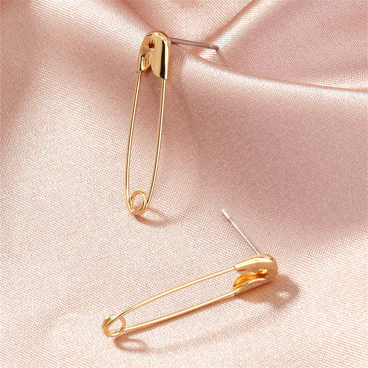 18K Gold-Plated Pin Drop Earrings, gold drop earrings for women, dainty minimalist design, front view