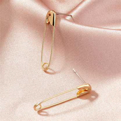 18K Gold-Plated Pin Drop Earrings, gold drop earrings for women, dainty minimalist design, front view
