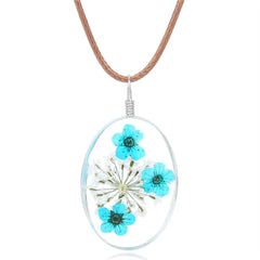 Blue Peach Blossom Pendant Necklace