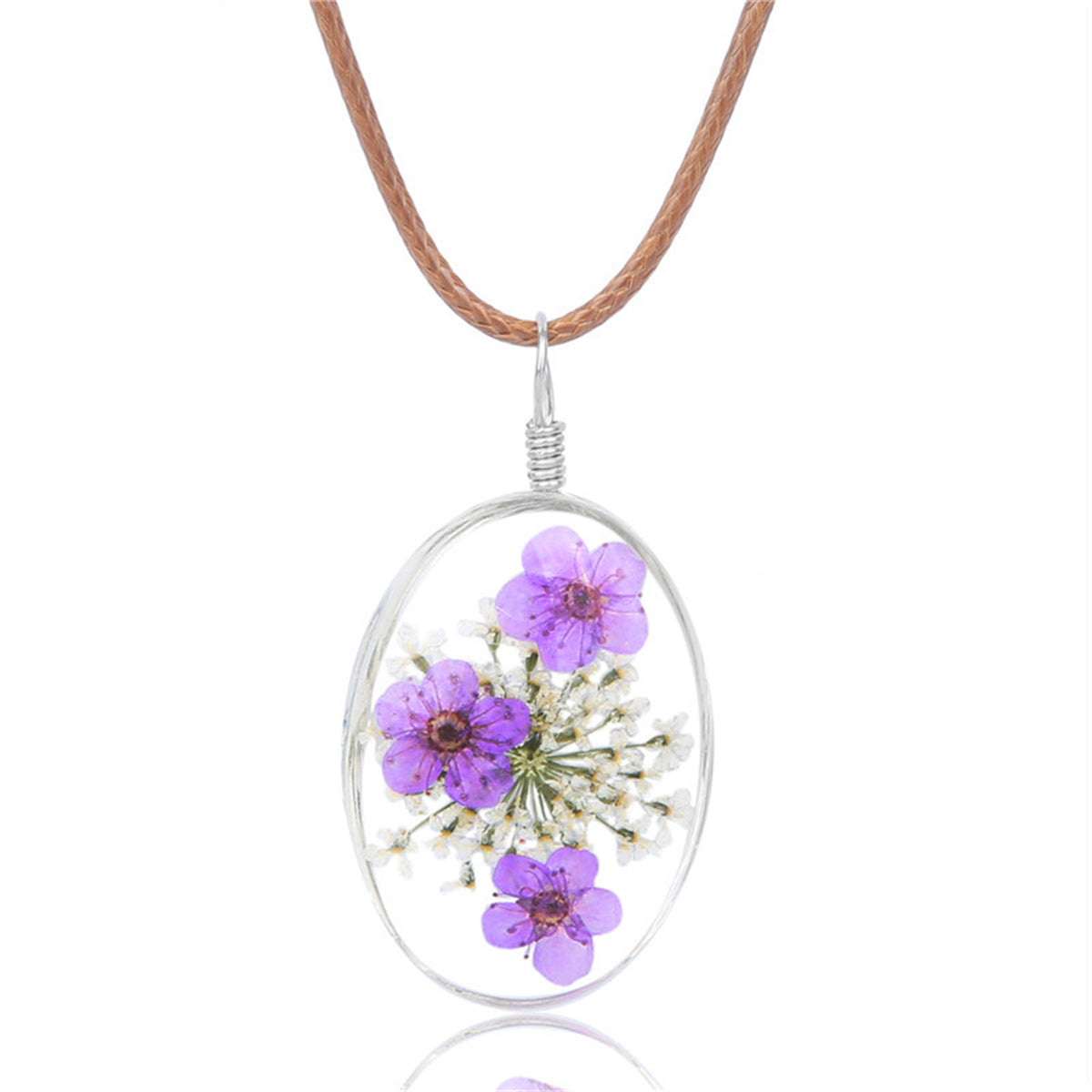Purple Peach Blossom Pendant Necklace