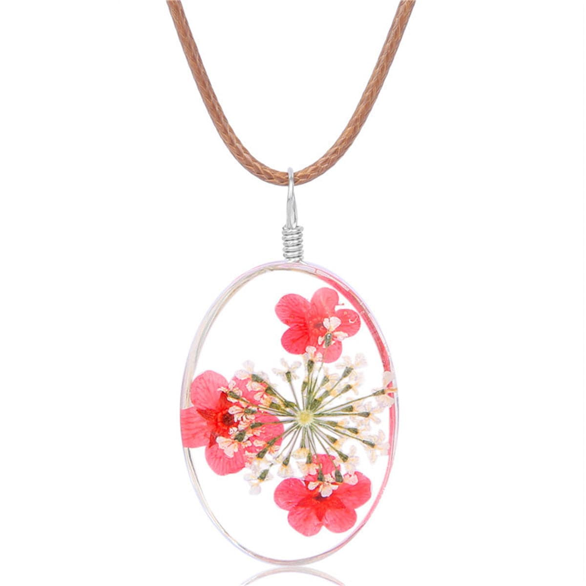 Red Peach Blossom Pendant Necklace