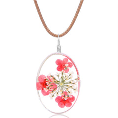 Red Peach Blossom Pendant Necklace