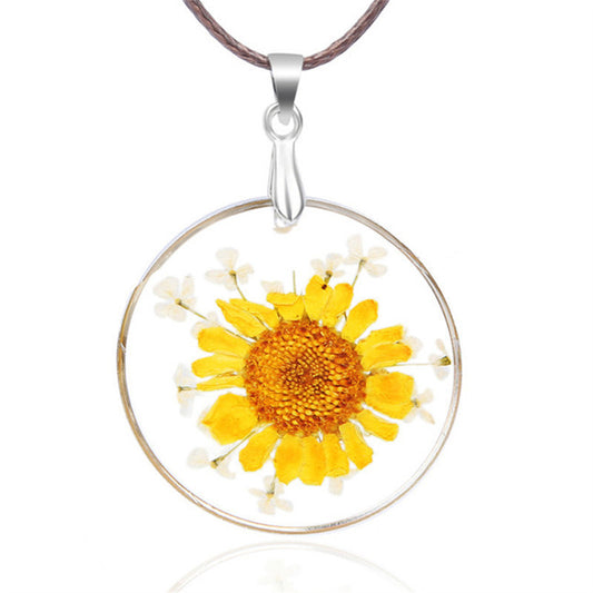 Yellow Mum Pendant Necklace, pendant necklace for women, everyday style, front view