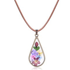 Colored Peach Blossom & Resin 18K Gold-Plated Drop Pendant Necklace