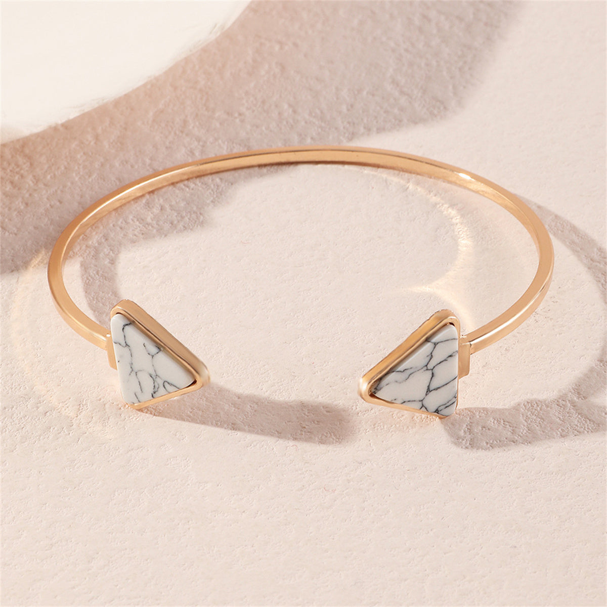Turquoise and 18K Gold-Plated Triangle Cuff, gold bracelet for women, botanical inspired, lifestyle look