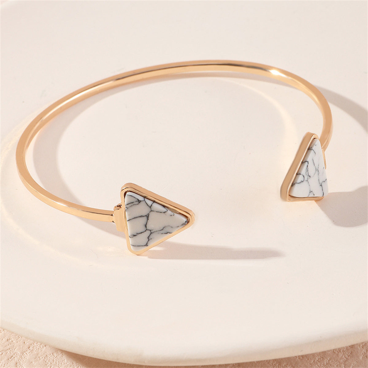 Turquoise and 18K Gold-Plated Triangle Cuff, gold bracelet for women, botanical inspired, styled look