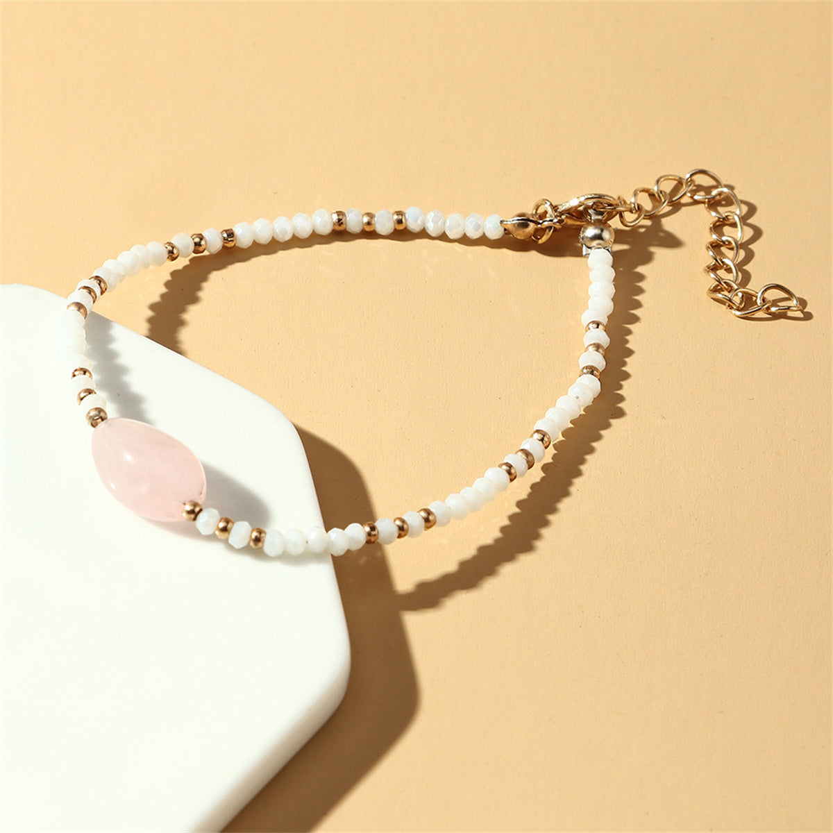 Pink Quartz & White Howlite Beaded Bracelet