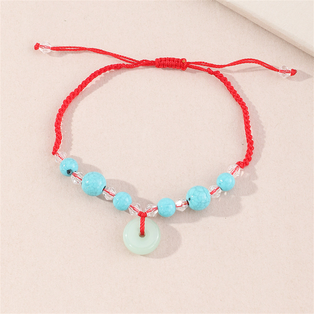 Jade & Turquoise Round Charm Cord Bracelet