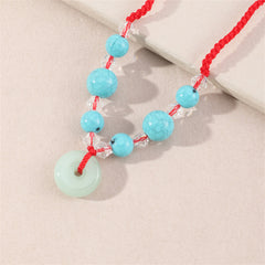 Jade & Turquoise Round Charm Cord Bracelet