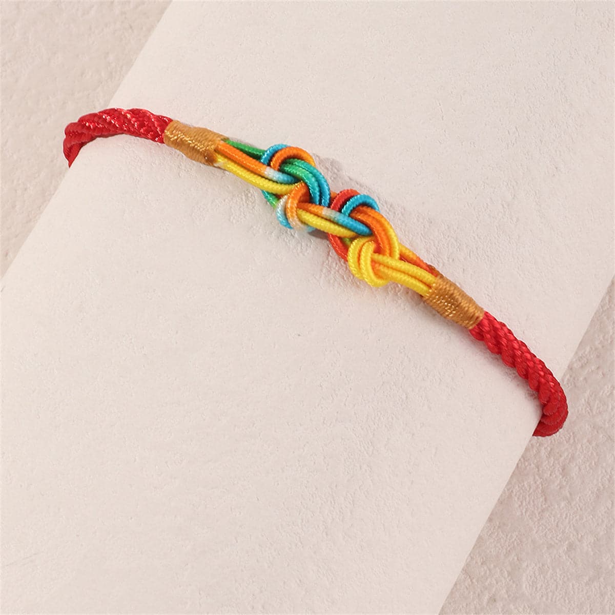 Red and Yellow Knot-Accent Adjustable Bracelet, bracelet for women, everyday style, front view